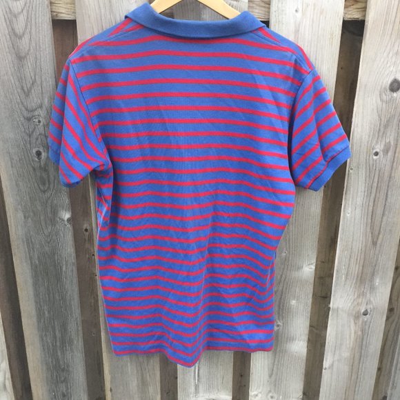 Land's End men's blue & red striped polo tee - size M - Picture 5 of 7